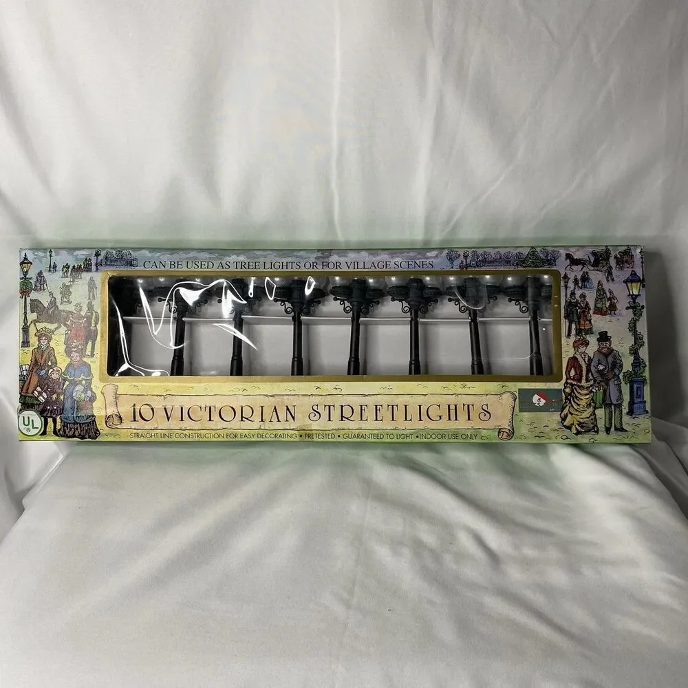Vtg Kurt Adler 10 Victorian Street Light Set For Christmas Village or Tree NIB